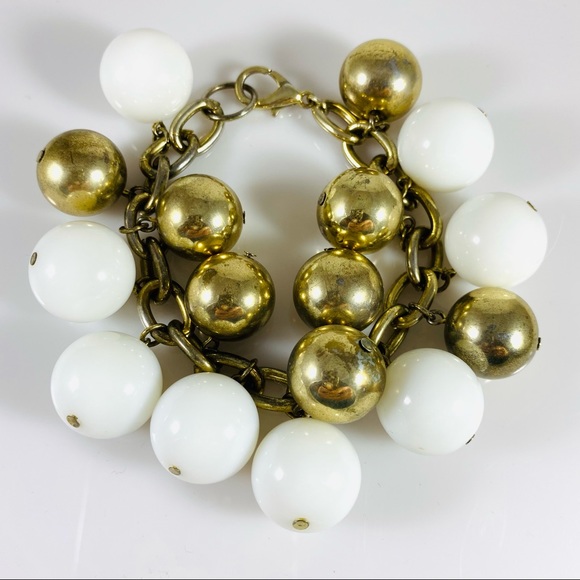 Awesome vintage bubble gum-ball gold and white cha cha bracelet - Picture 3 of 6